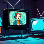 A vibrant, high-quality, professional illustration of a beloved classic cartoon character. The character stands confidently, transitioning from a classic hand-drawn aesthetic on one side (showing traditional animation cells and a vintage television screen) to a modern, stylized digital appearance on the other. The digital side features elements like glowing circuit lines, augmented reality overlays, and abstract metaverse landscapes, implying advanced technology. The character maintains its iconic, family-friendly design. The scene is well-lit with dynamic lighting, symbolizing innovation and timeless appeal. fully clothed, modest clothing, appropriate attire, safe for work, perfect anatomy, correct proportions, natural pose, well-formed hands, proper finger count, natural body proportions, professional illustration, high quality, family-friendly content.