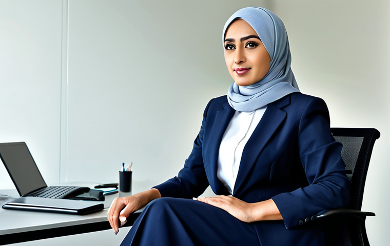 미미의 공식 굿즈 판매처 - Professional Businesswoman**

"A professional businesswoman in a modest business suit, hijab, sittin...
