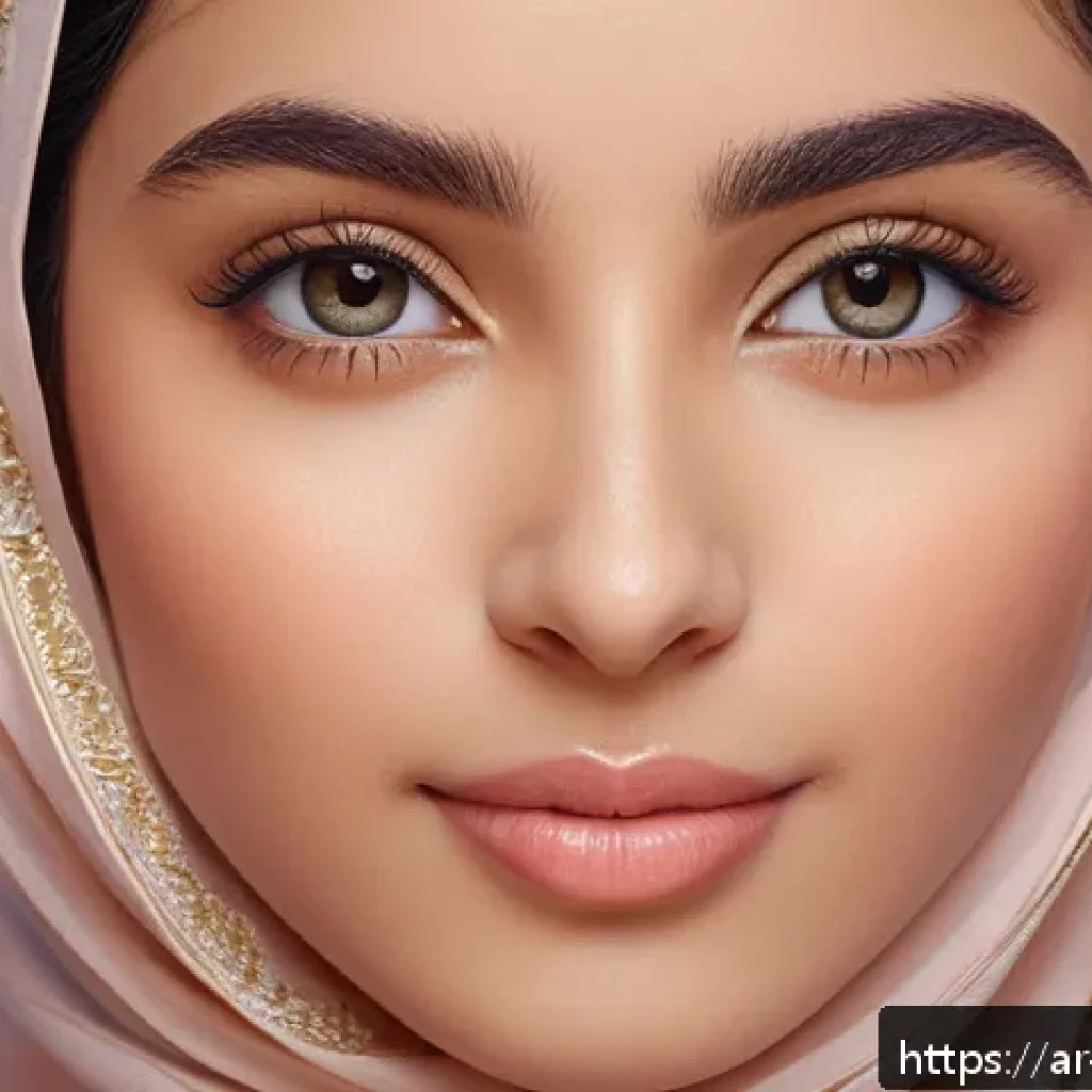 미미 캐릭터의 감정 표현 기술 - A highly detailed digital portrait of a virtual AI character named Mimi designed for Arabic-speaking...