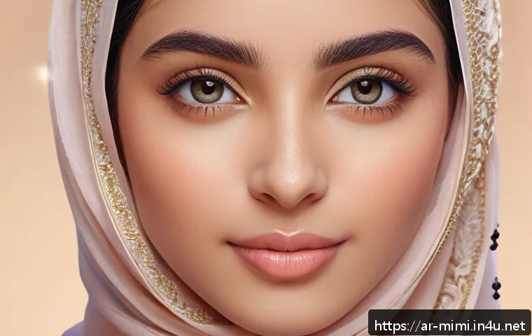 미미 캐릭터의 감정 표현 기술 - A highly detailed digital portrait of a virtual AI character named Mimi designed for Arabic-speaking...