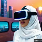 미미의 팬덤 문화 영향 - A vibrant digital art studio scene set in a modern Middle Eastern city, featuring a young Arab femal...
